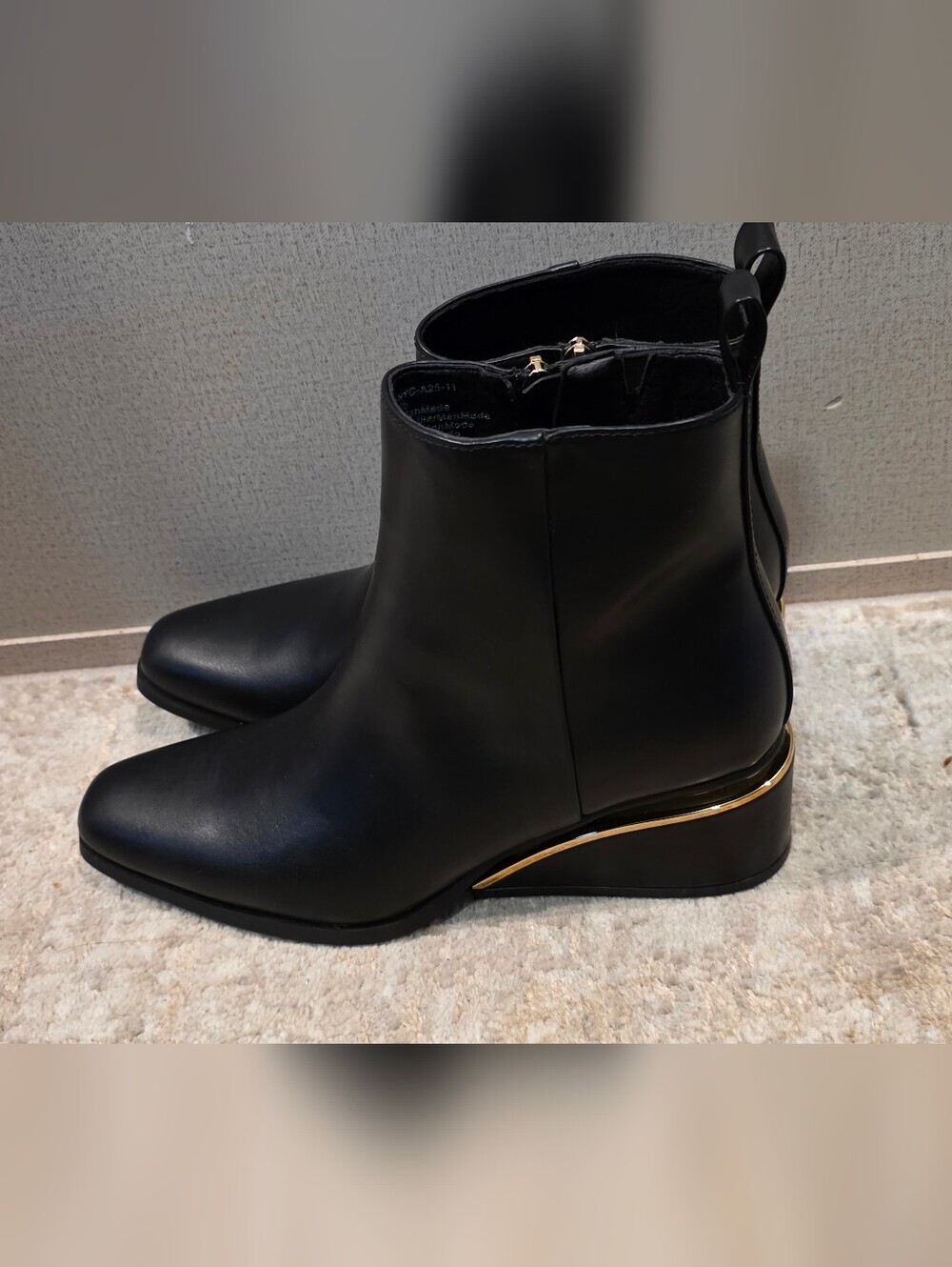 New York & Company Black Ankle Booties with Gold Trim